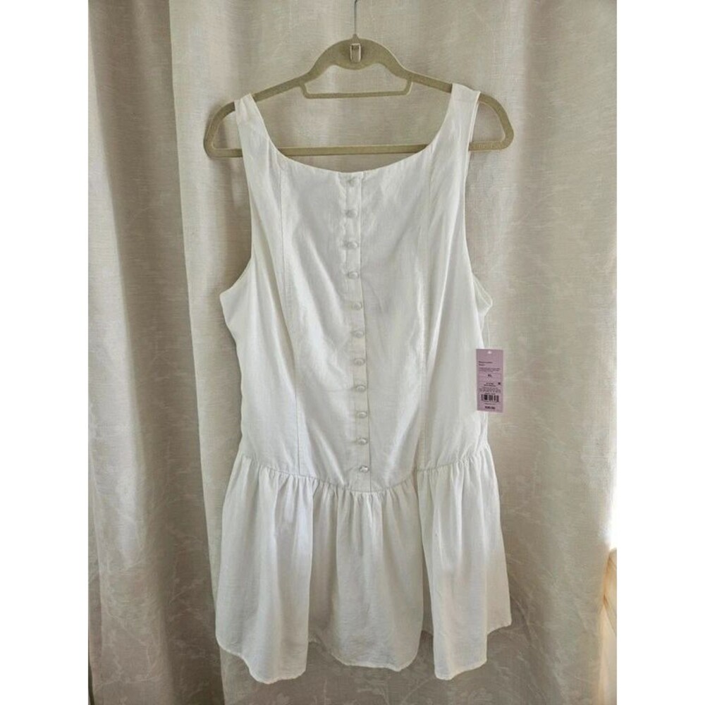 NWT Wild Fable White Drop Waist Button-Front Mini Dress / Tunic Top – Size XL